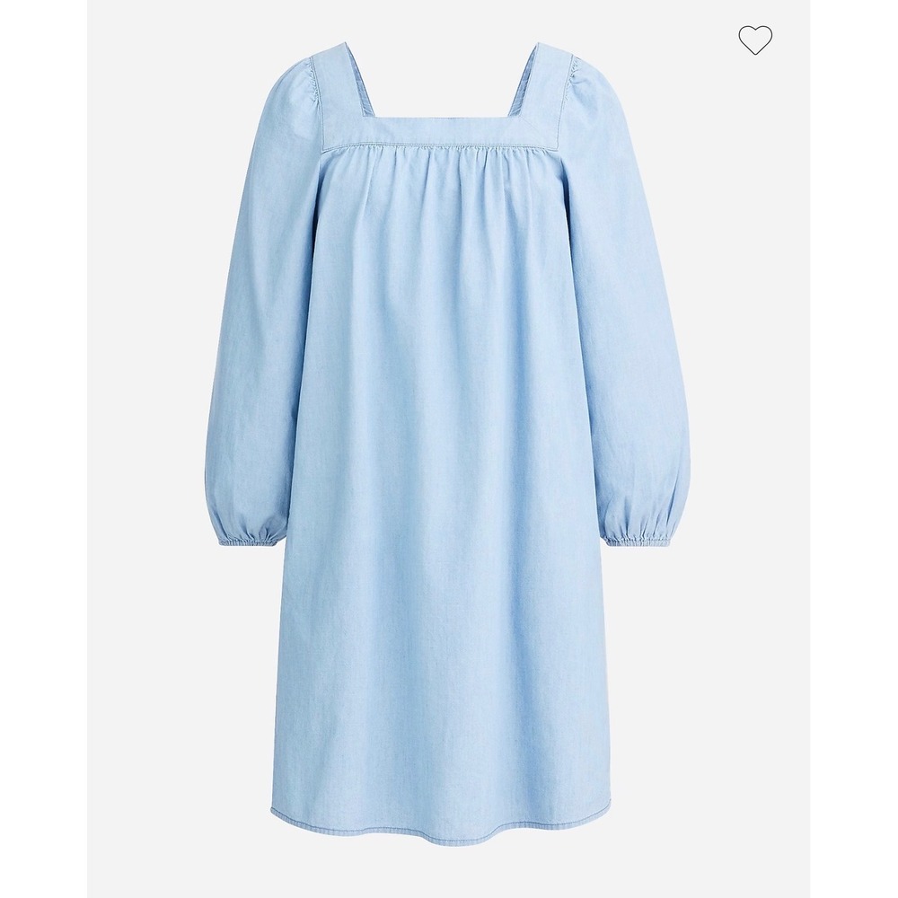 J.Crew Chambray Puff Sleeve Shift Dress Blue XS boho dainty cottage resort cute